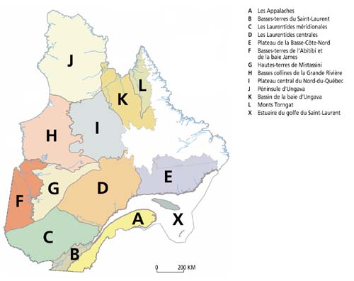 Figure 4 - Cadre cologique de rfrence du Qubec : les provinces naturelles
