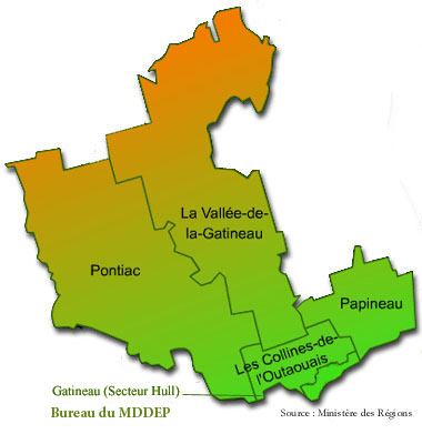 Rgion de l'Outaouais - Carte  Source : ministre des Rgions